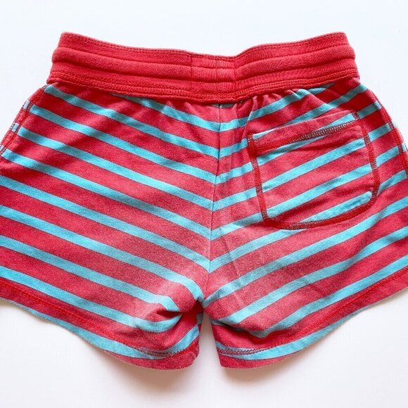 Mini Boden Girls Jersey Shorts 3" Inseam Elastic Waist Red Blue Striped Active - Picture 3 of 8